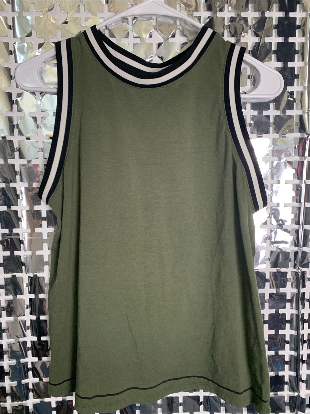 Hunter Olive Green Tank with Black and White Trim